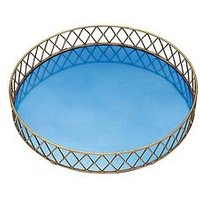 Barcraft Stainless Steel Blue And Brass Finish Drinks Tray