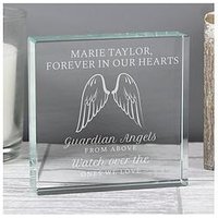 The Personalised Memento Company Personalised Guardian Angel Wings Crystal Token, One Colour, Women