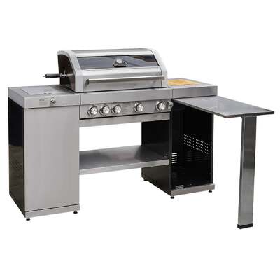 Grillstream Gourmet 4 Burner Island Hybrid Gas and Charcoal Barbecue - Stainless Steel