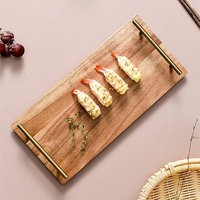 Wooden Serving Platters Tray With Metal Handles