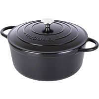Cast Iron Dutch Oven Casserole pot with Lid - 30cm (6.9L) -Black