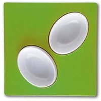 Mebel Entity 19 Set of 2 White Bowls on Green Square Tray